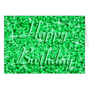 Glitz Green 'Happy Birthday' ribbon text card