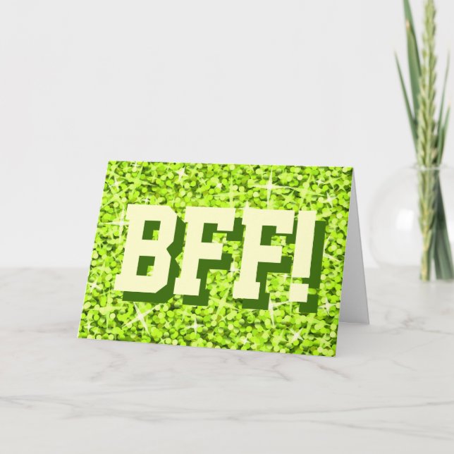 Glitz Lime 'BFF!' Happy Birthday greetings card (Front)