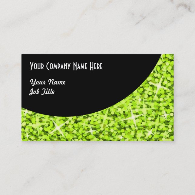 Glitz Lime Black Curve business card template (Front)