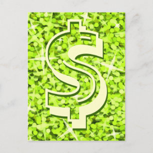 Glitz Lime dollar '$' postcard
