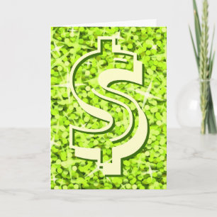 Glitz Lime dollar "$" 'Your Text' greetings card