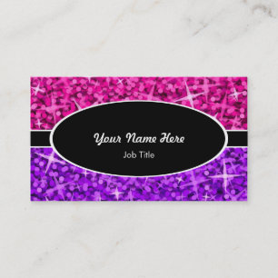 Glitz Mix Pink Purple black oval business card
