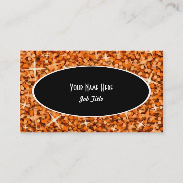 Glitz Orange Black Oval business card template (Front)