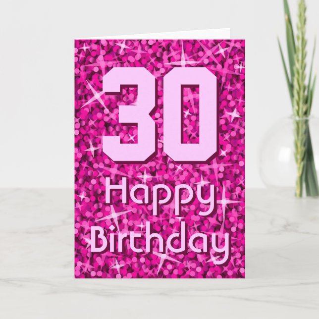 Glitz Pink 'Age' 'Happy Birthday' greetings card (Front)