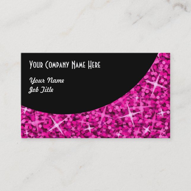 Glitz Pink Black Curve business card template (Front)