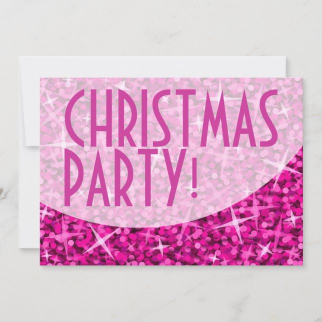 Glitz Pink curve 'Christmas Party' invitation (Front)
