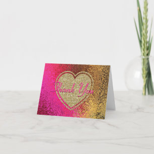 Glitz Pink & Gold Thank You Card