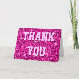 Glitz Pink 'Thank You' 'Your Text' greetings card