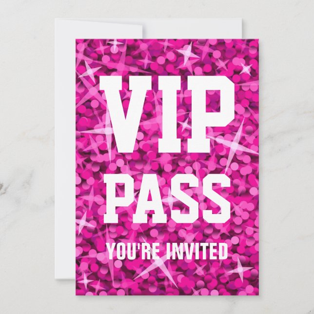 Glitz Pink 'VIP PASS' invitation (Front)