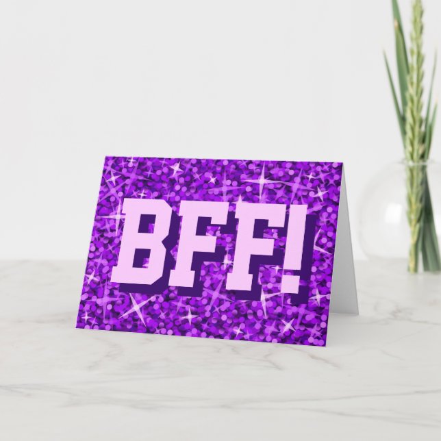 Glitz Purple 'BFF!' greetings card (Front)