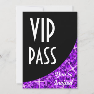 Glitz Purple black curve "VIP Pass" invitation