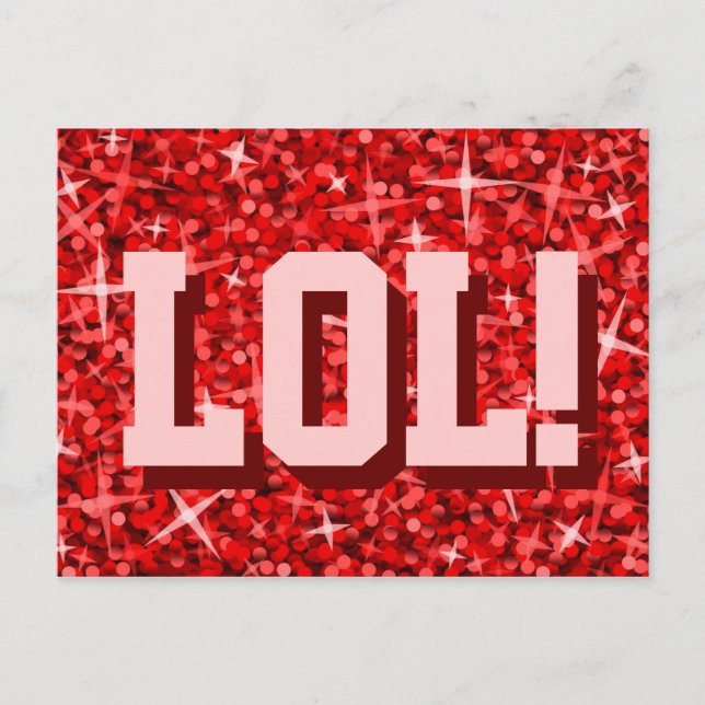 Glitz Red 'LOL!' postcard (Front)