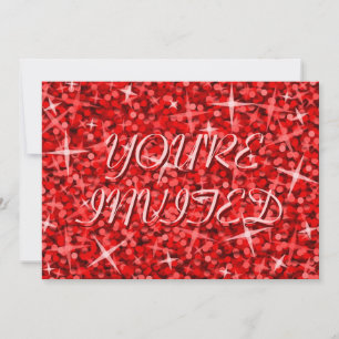 Glitz Red 'You're Invited' invitation pink text