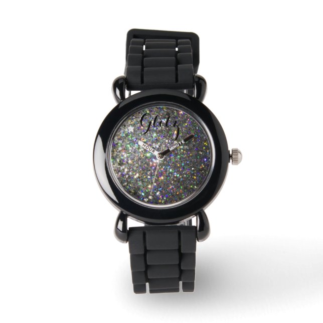Glitz Silver and Hologram Glitter Watch! Watch (Front)
