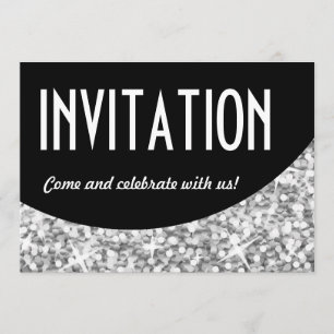 Glitz "Silver" black curve 'Invitation' invitation