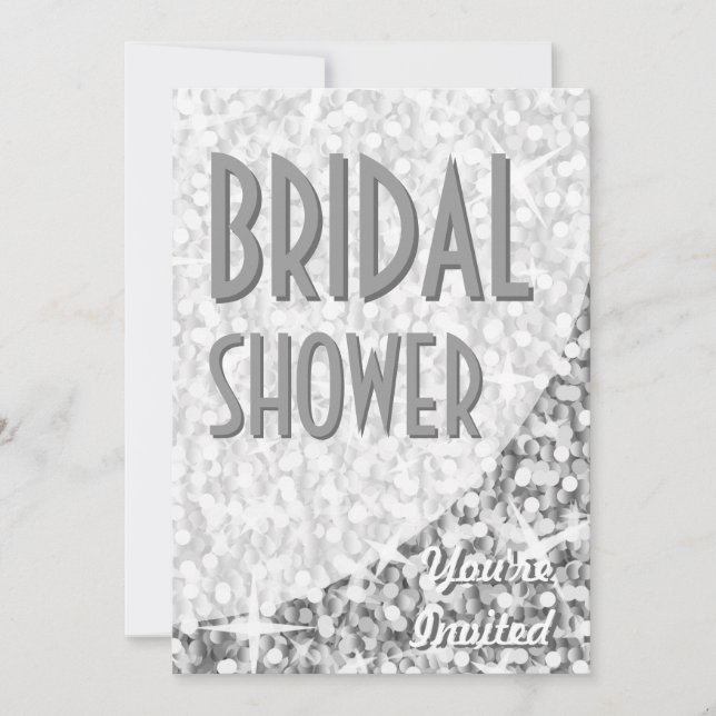 Glitz "Silver" curve 'Bridal Shower' invitation (Front)
