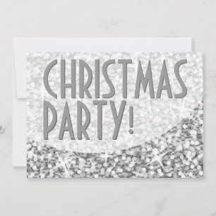 Glitz "Silver" curve 'Christmas Party' invitation