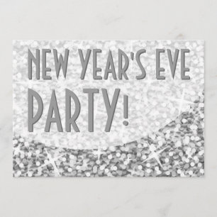 Glitz "Silver" curve New Year's Eve Party Invitation
