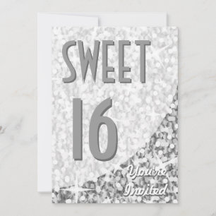 Glitz "Silver" curve "Sweet 16" invitation