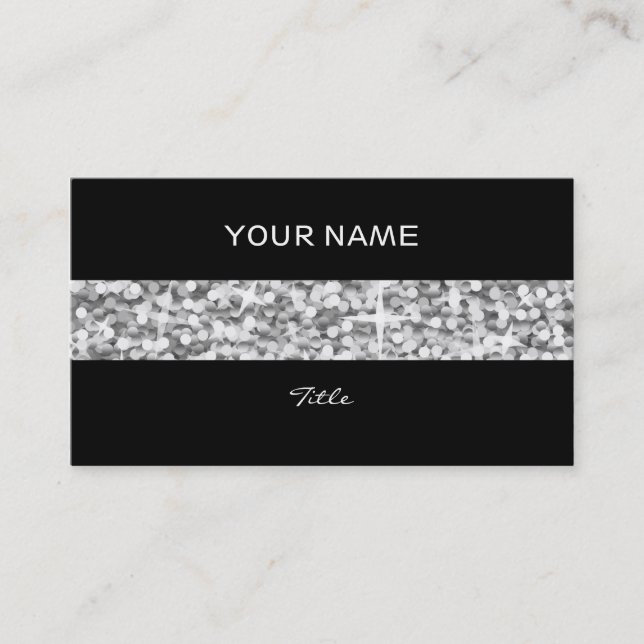 Glitz "Silver" stripe business card black back (Front)