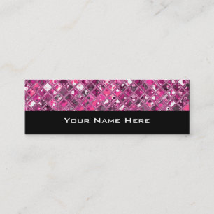 Glitz Tiles Hot Pink 1 skinny black Mini Business Card
