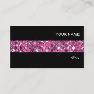 Glitz Tiles Hot Pink 1 tile stripe black Business Card
