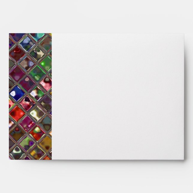 Glitz Tiles Multicoloured A7 side stripe white Envelope (Front)