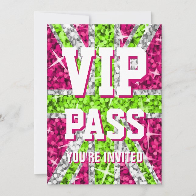 Glitz UK Lime 'VIP PASS' invitation (Front)