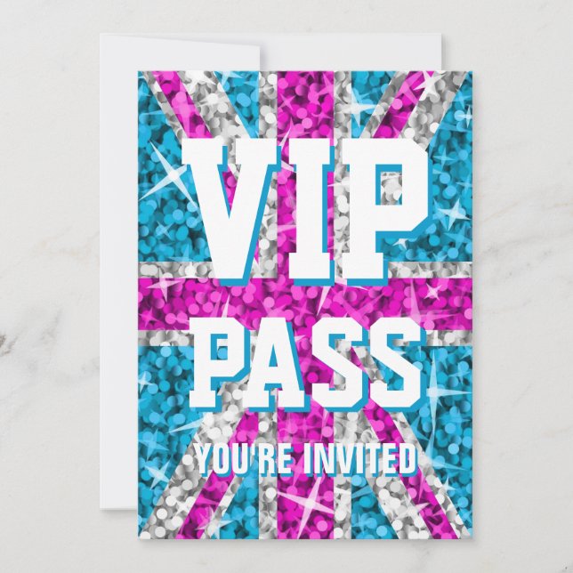 Glitz UK Pink 'VIP PASS' invitation (Front)