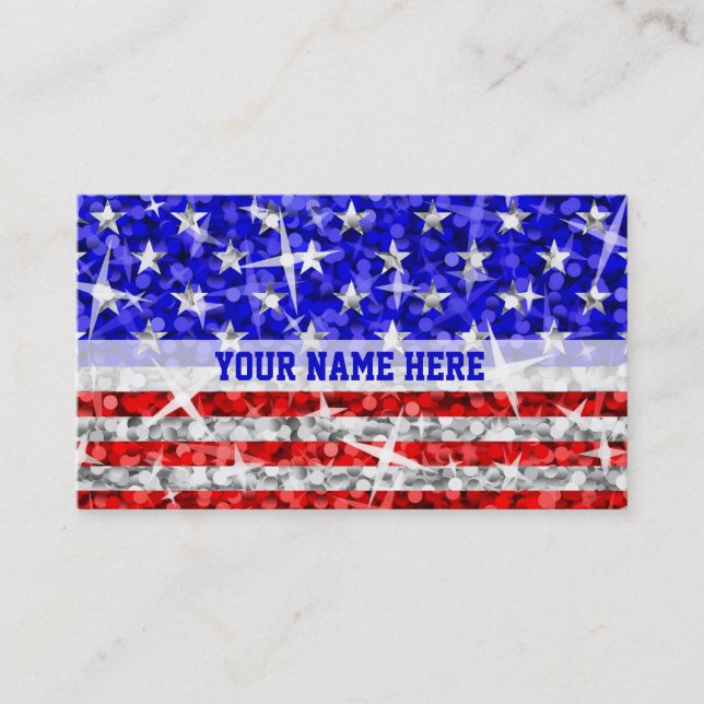 Glitz USA stripe business card template white (Front)