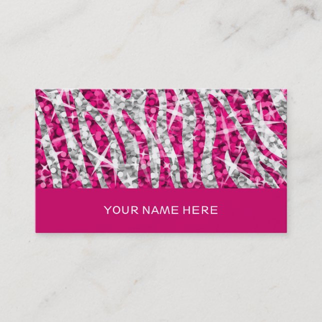 Glitz Zebra Pink business card pink (Front)