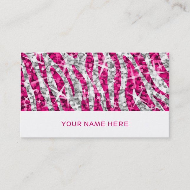 Glitz Zebra Pink business card white (Front)