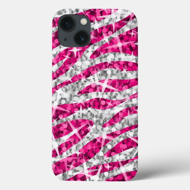 Glitz Zebra Pink print iPhone case horizontal (Back)