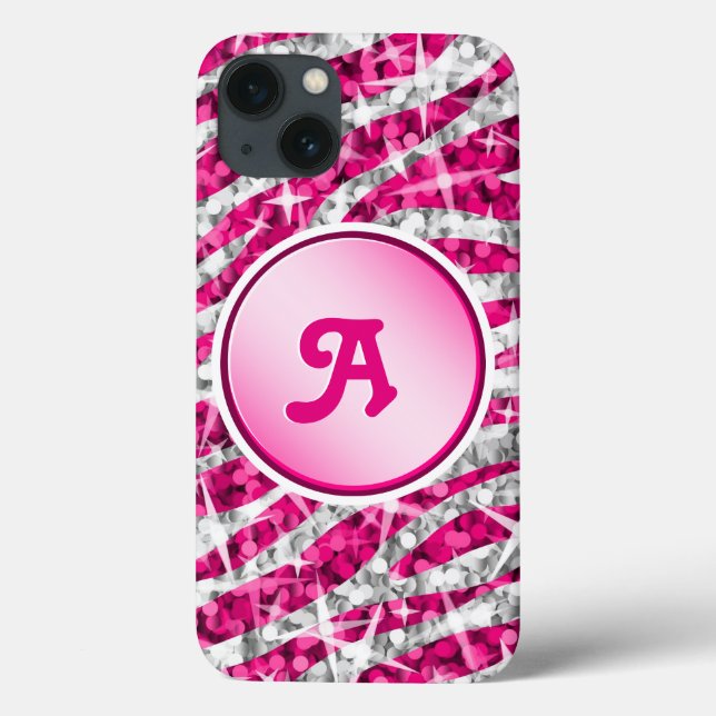 Glitz Zebra Pink print monogram pink Case-Mate iPhone Case (Back)