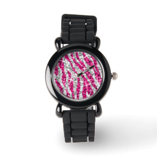 Glitz Zebra Pink print watch