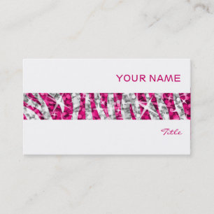 Glitz Zebra Pink stripe business card white
