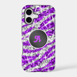 Glitz Zebra Purple monogram iPhone case black