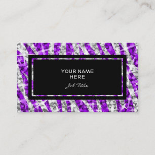 Glitz Zebra Purple rectangle business card black