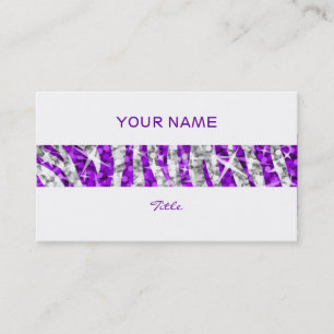 Glitz Zebra Purple stripe white back Business Card