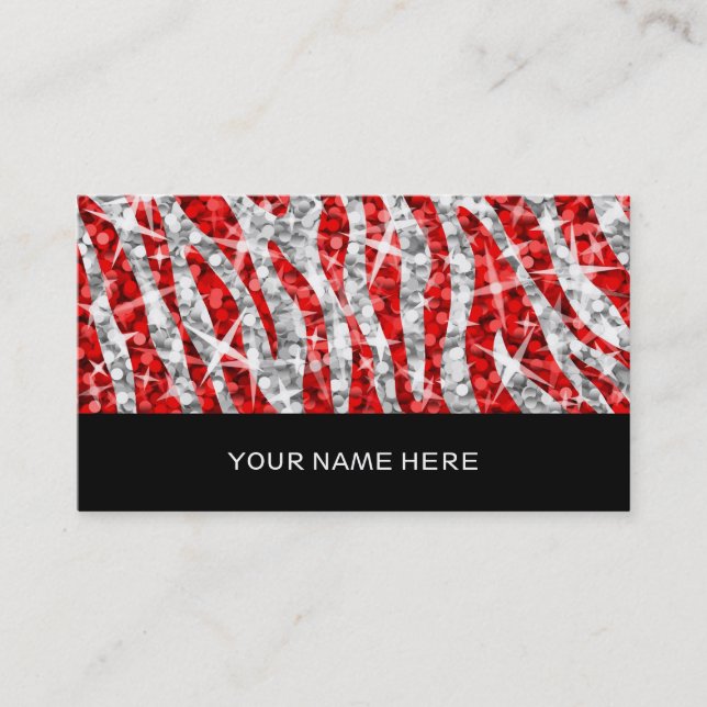 Glitz Zebra Red business card black (Front)