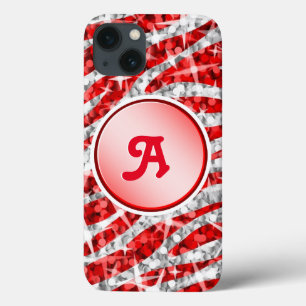 Glitz Zebra Red print monogram red iPhone 13 Case