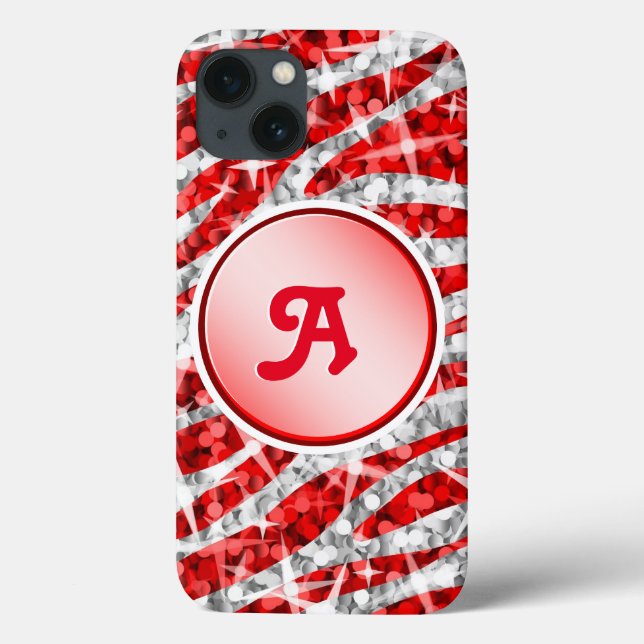 Glitz Zebra Red print monogram red Case-Mate iPhone Case (Back)