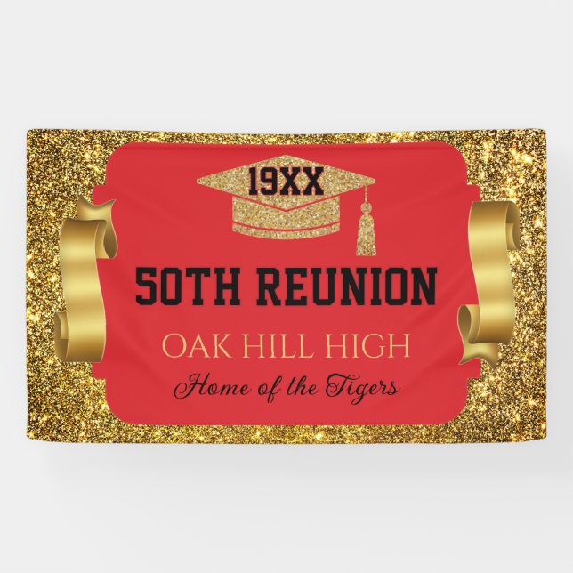 Glitzy 50th Class Reunion Banner (Horizontal)