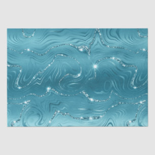 Glitzy Aqua Blue Turquoise Glitter Birthday Tissue Paper