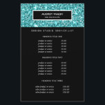 Glitzy Blue Glitter Salon Pricing & Services Flyer<br><div class="desc">Glamorous and Stylish flyer design displays your services, price list or business information over a digital image of turquoise glitter pattern. Black stripe overlay. Includes four customizable headings and body text fields. To adjust layout, enter your text and then use the Customize function to change positioning and font sizes. Great...</div>