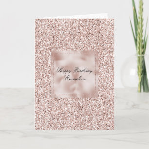 Glitzy Blush Pink Glitter Birthday   Card