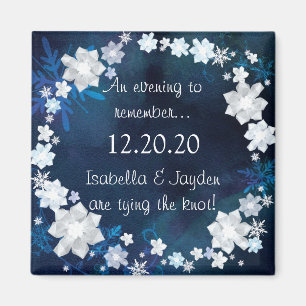 Glitzy Bridal Wreath Winter Wedding Save the Date Magnet
