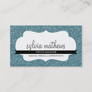 GLITZY BUSINESS CARD sparkly glitter pale blue