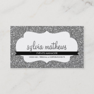 GLITZY BUSINESS CARD sparkly glitter silver