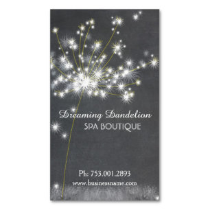 Glitzy Chalkboard Dandelion Magnetic Business Card